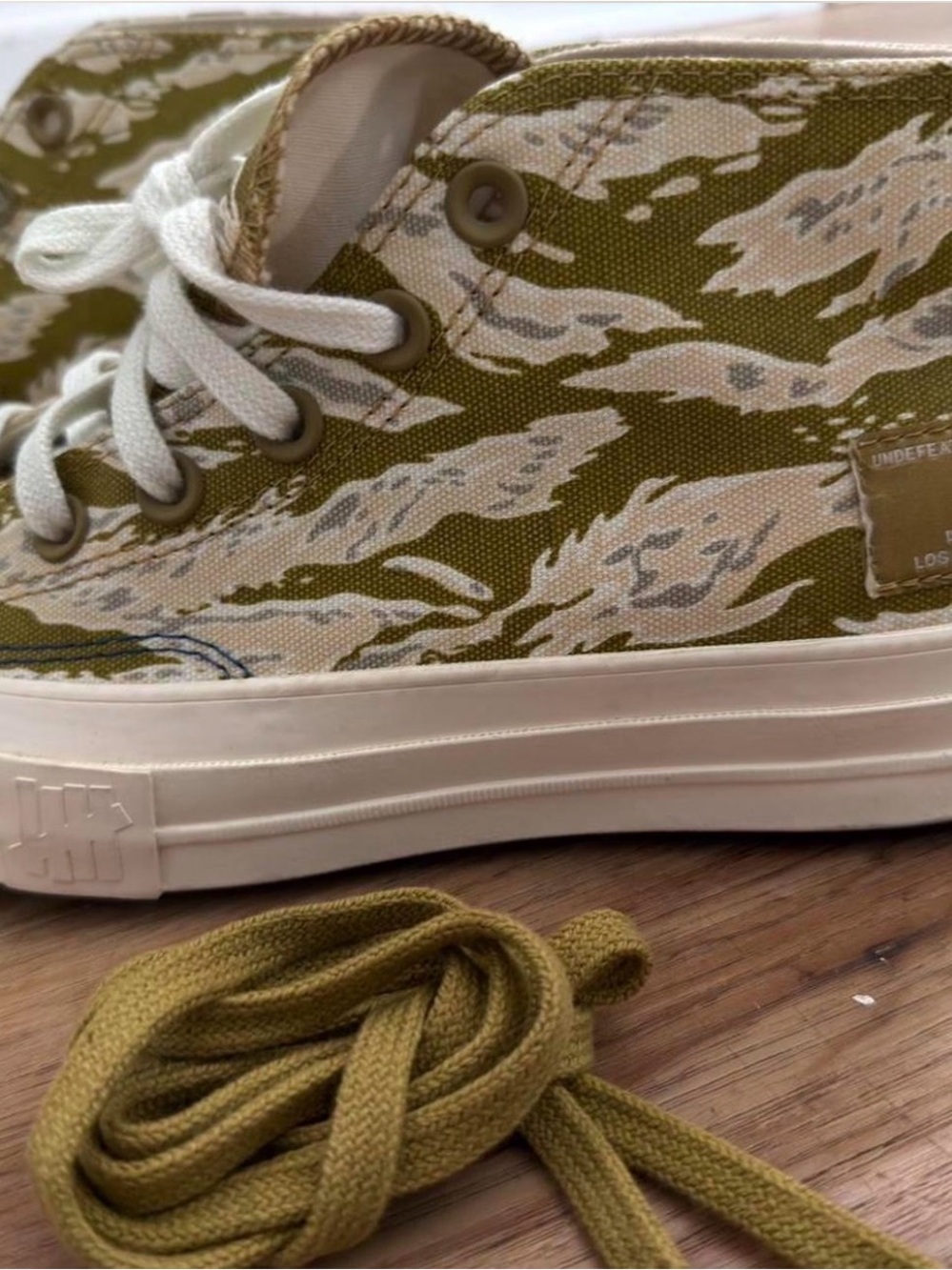 Converse Olive Green and Cream Tiger Camo High-Top Sneakers